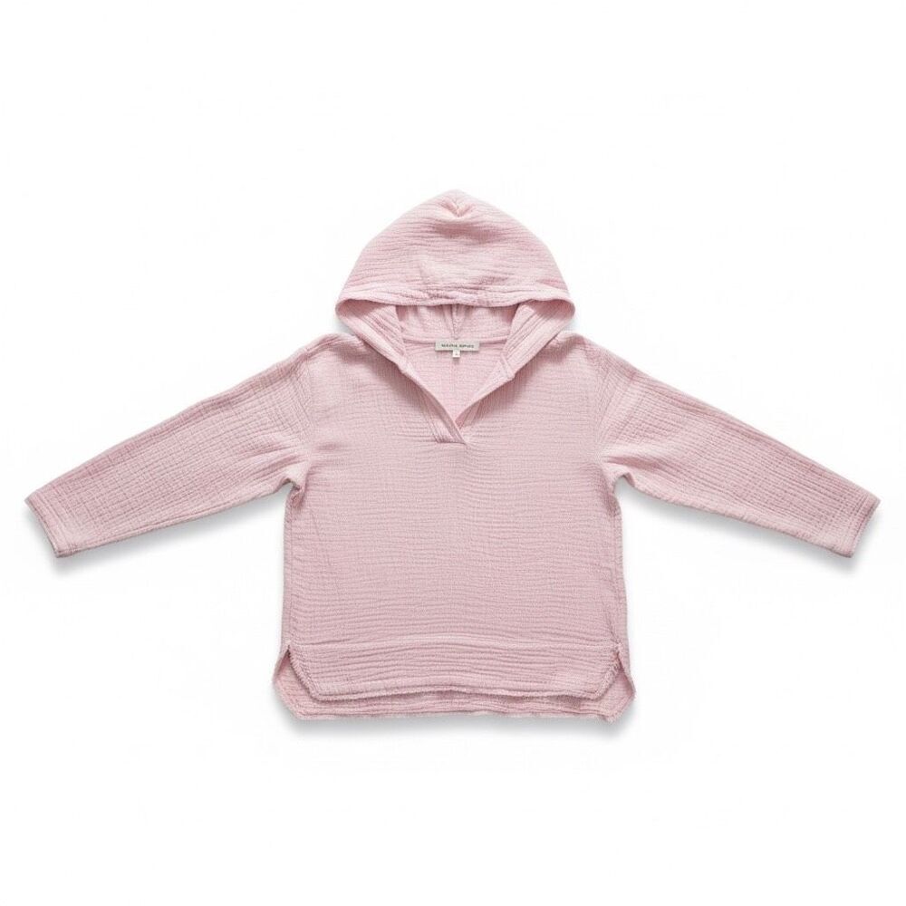 Melissa Nepton 100% Cotton Gauzy Raw Hem Hoodie Size XS Blush Pink